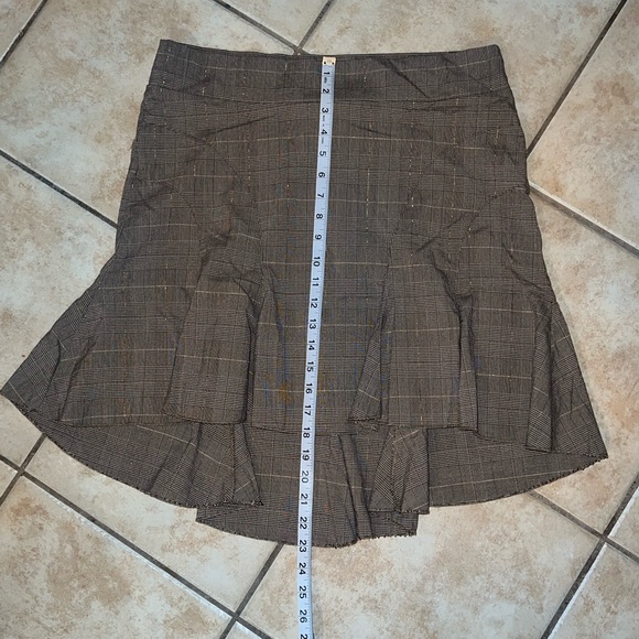 Valia high low brown and gold stretch flare skirt size L - Picture 5 of 8